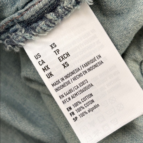 AMERICAN EAGLE LACE FRONT DENIM HOODED PULLOVER TOP - Picture 6 of 7